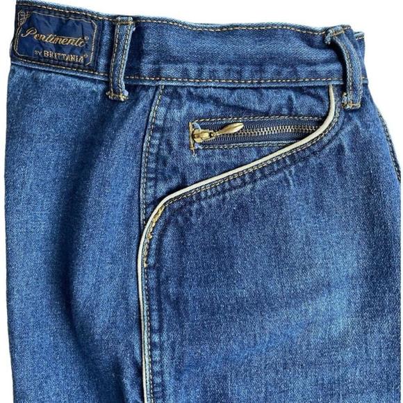 Pentimento by Brittania Vintage 70s High Rise Blue Jean Demin with Piping Womens - Picture 9 of 13